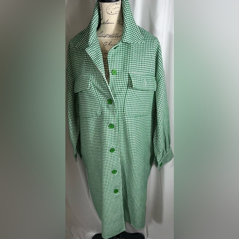 Fashion Nova Try Me Long Shacket - Kelly Green Size L